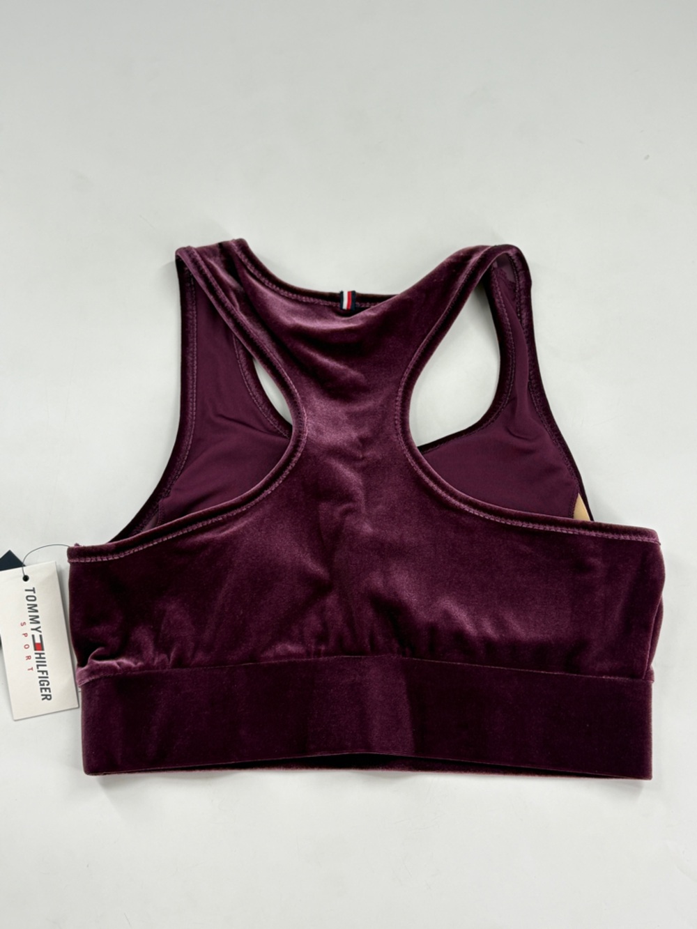 Tommy Hilfiger Velvet Racerback Sports Bra - Plum - Picture 5 of 9